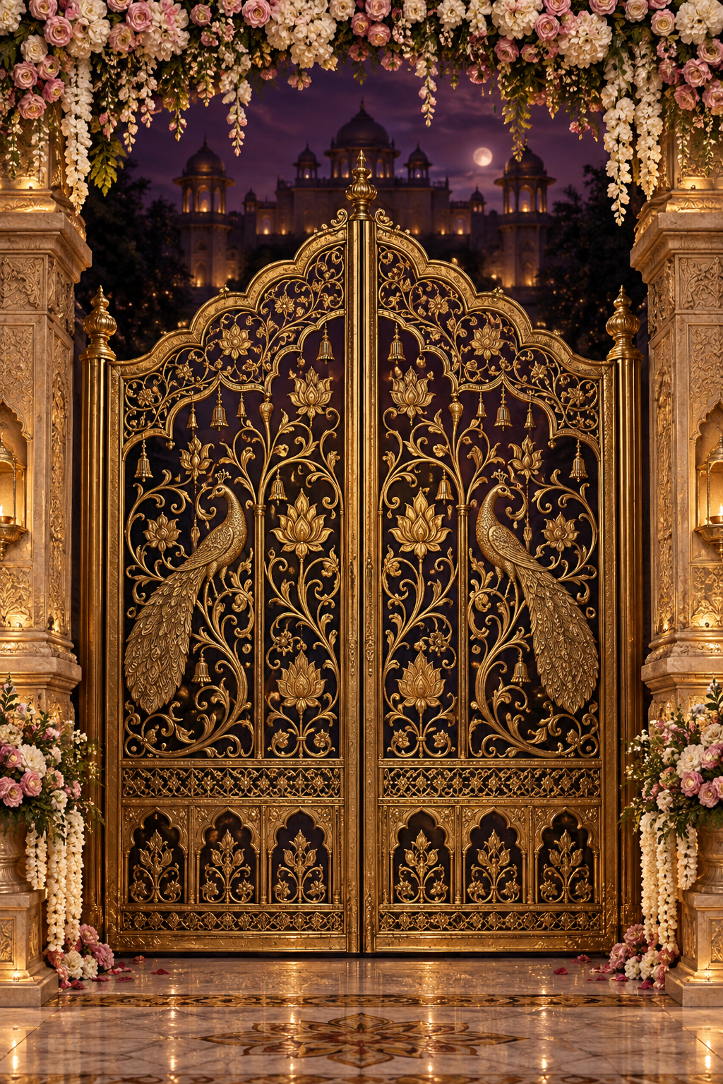 Ornate golden palace gates